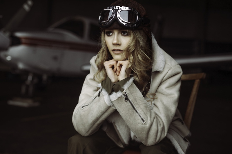 Girl, Models, Model, 1080P, Depth Of Field, Blonde, Woman, Aviator Helmet