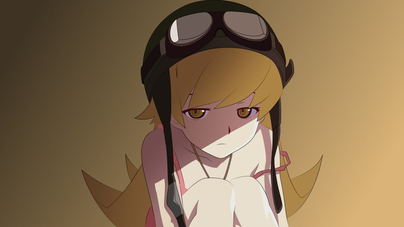 Monogatari Series: Second Season, Yellow Eyes, Shinobu Oshino, Anime, Blonde, Monogatari (Series), Aviator Helmet, 1080P