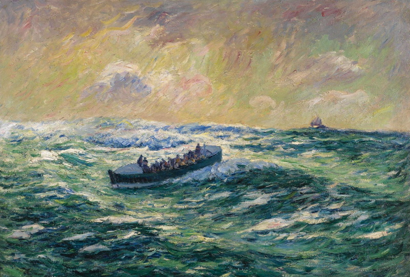 1080P, boat, storm, Finistere, picture, Henri Sea, Rescue Boat at Audierne, seascape, wave, sea