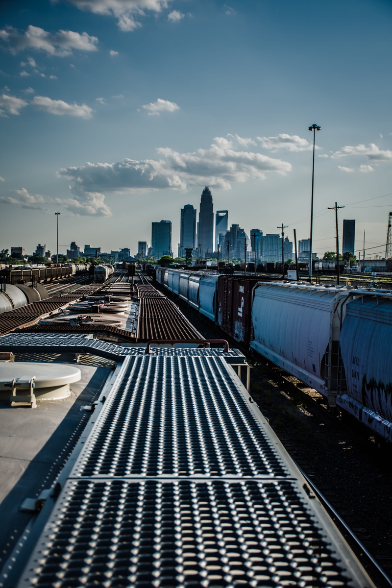 5K, charlotte, rail transportation, skyline, public transportation, railroad track, north carolina, office building exterior, built structure, skyscraper