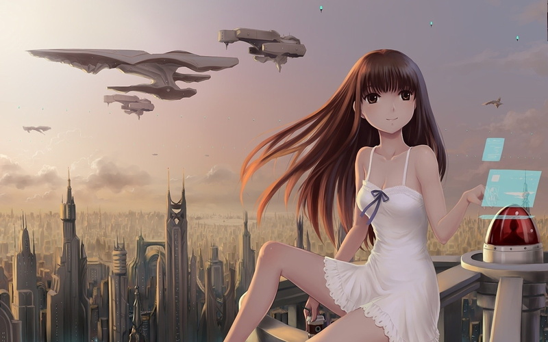 futurista, 1080P, morena, manga, anime, mujer