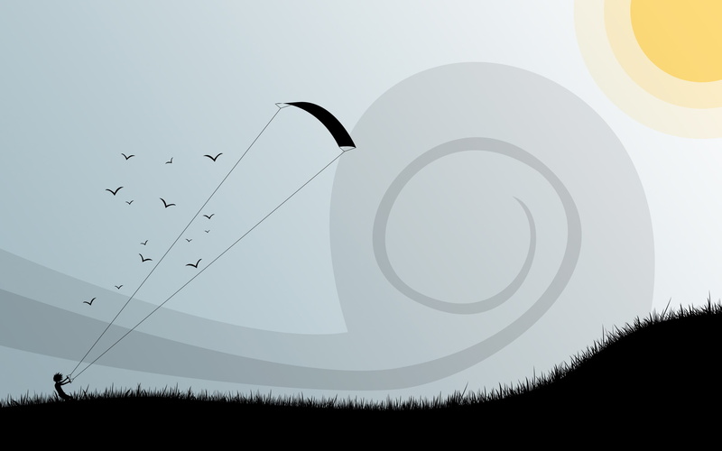 2K, kite, field, drawing, hd, digital/artwork