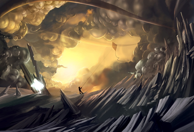 fantasy art, kites, apocalyptic, science fiction, 1080P