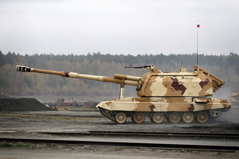 brown, Msta-S, UVZ, artillery, installation, howitzer, Arms EXPO 2013, Russia, beige, self-propelled, 2K, SAU, polygon, mobile