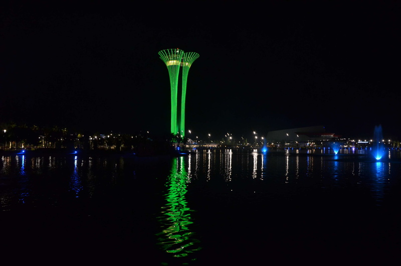 city, waterfront, architectural column, 4K, built structure, building exterior, night, nature, outdoors, expo 2016 antalya expo tower, sky, reflection