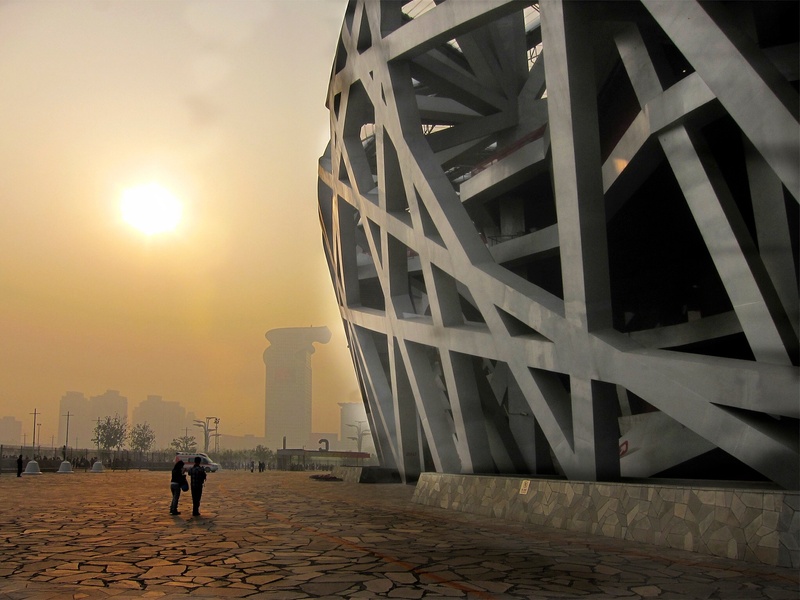 men, silhouette, sunlight, building exterior, beijing, modern, building, architecture, incidental people, expo, olympiad, street, sunset, near, gray, real people