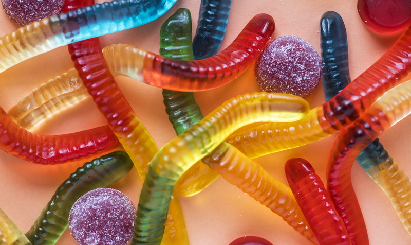 bonbon, childhood, gummy, multi colored, animal, assortment, snack, 4K, background, dieting, sea life, octopus, high angle view, water, chewy, sweet, vibrant color