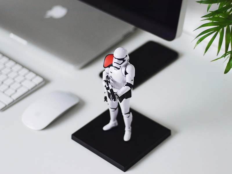 space suit, magic, indoors, star, trooper, 1080P, male likeness, technology, figure, office, plastic, helmet, toy, creativity, star wars, wars, desk, wireless technology