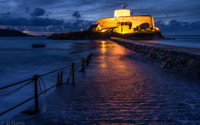 building, 1080P, lights, hd, rail, ocean, nature, night