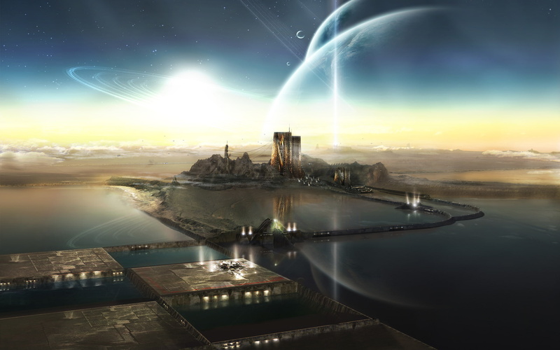 planet, factory, fantasy, 1080P, hd, building, city