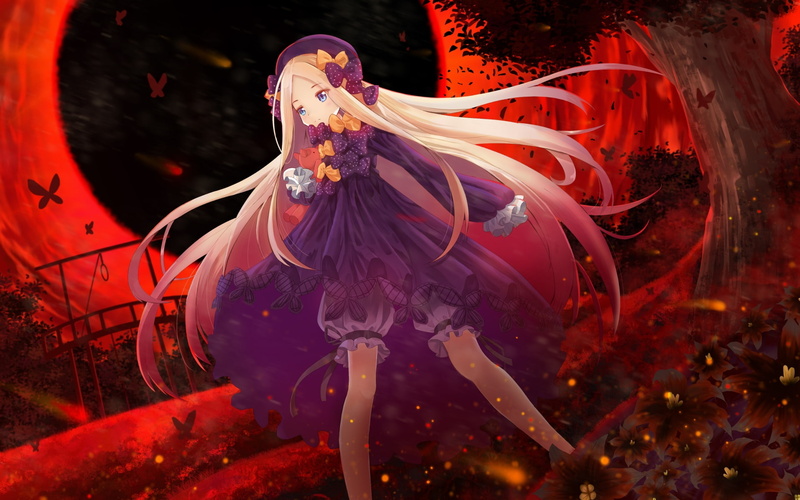 close-up, abigail williams, nature, costume, no people, focus on foreground, decoration, orange color, art and craft, Anime, high angle view, fate grand order