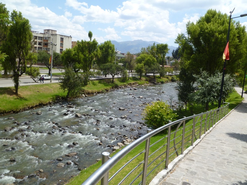transportation, footpath, city, water, cuenca, built structure, landscape, nature, green color, no people, plant, building exterior, travel, sky, cloud - sky