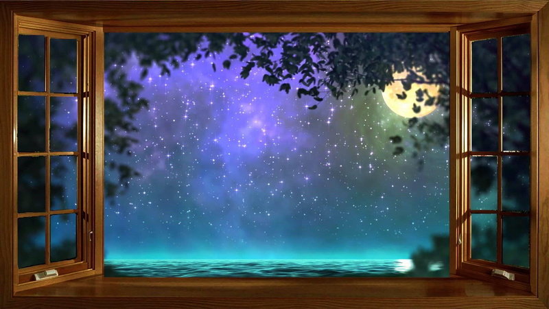 water, lighting, open, moon, night sky, 1080P, window, moonlight, lake, modern art, space, sky, theatrical scenery, fantasy