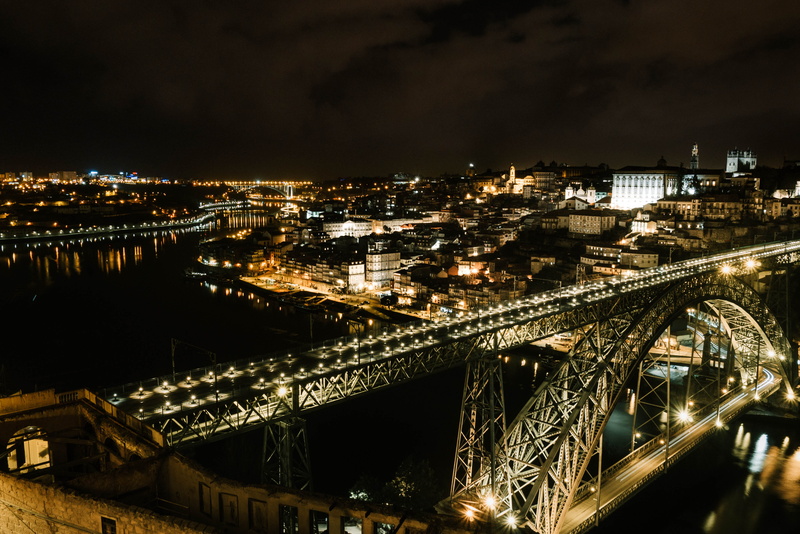 connection, cityscape, sky, outdoors, water, porto, scenery, arched, river, bridge, city, arch, road, high angle view, metropolis, built structure, architecture