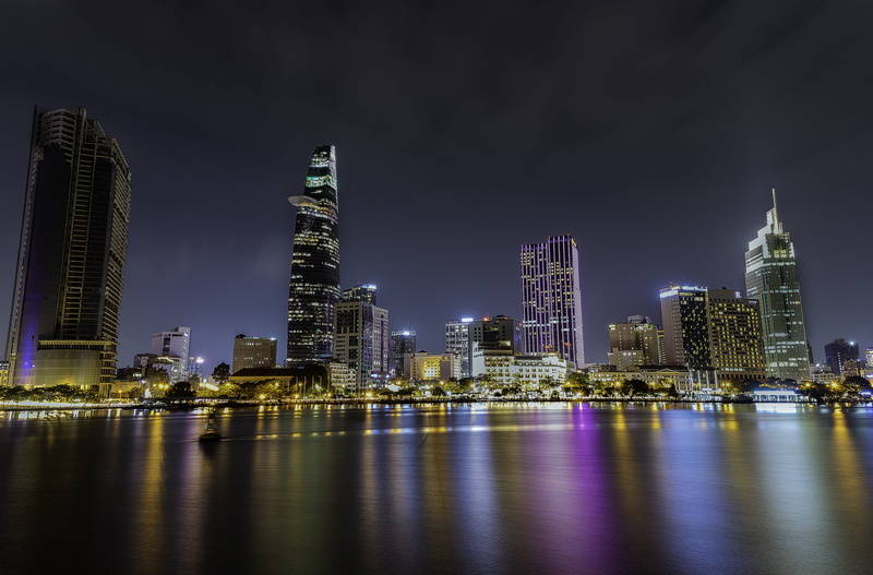 sky, skyline, urban skyline, sunset, trees, clouds, architecture, city lights, building, lights, office, tall, cityscape, travel destinations, night, tall - high
