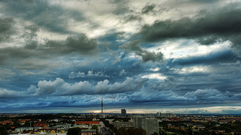 city life, building exterior, outdoors, power in nature, sky, cloudy, buildings, cityscape, storm cloud, skyscrapers, photography, storm, weather, clouds