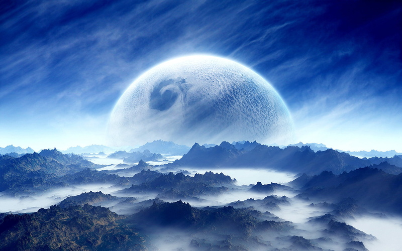 Sky, Planet, White, Clouds, Dream, 1080P, Landscape, Mountains, Blue