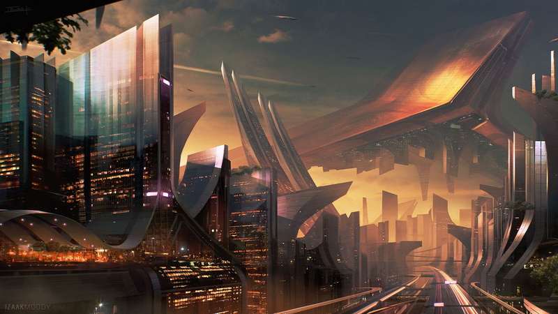 architecture, tower, artist, skyscraper, no people, city life, office building exterior, night, hd, street, digital composite, scifi, building, built structure