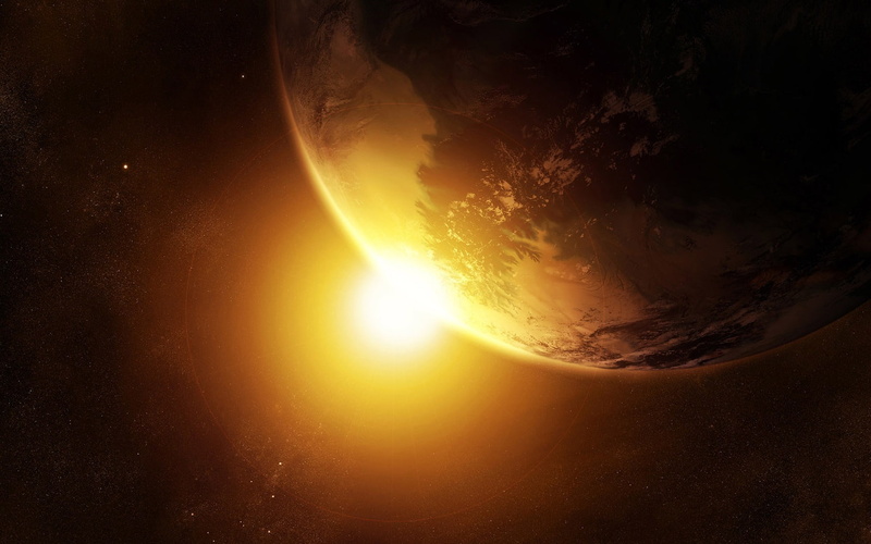 planet, space, sun, dark, universe, uncountable, planets, 720P, earth, stars, bright, abstract