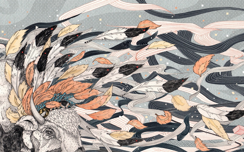 animals, no people, horns, high angle view, animal, large group of objects, pattern, multi colored, representation, variation, digital art, finance, mural