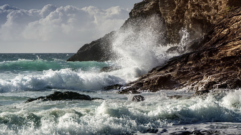 beauty in nature, rock - object, water, rock, splashing, wave, breaking, power, sea, power in nature, outdoors, 1080P, force, nature, crash, scenics - nature