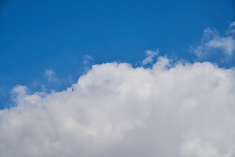landscape, tranquil scene, blue, low angle view, outdoors, scenics - nature, stratosphere, day, heaven, horizon, cloudscape, tranquility, scene, color