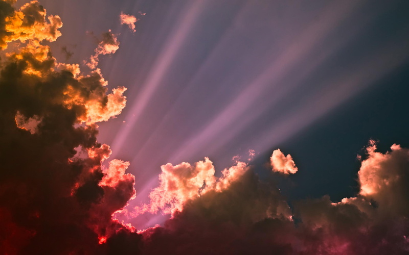3d and abstract, 2K, light, cloud, hope, rays, pink