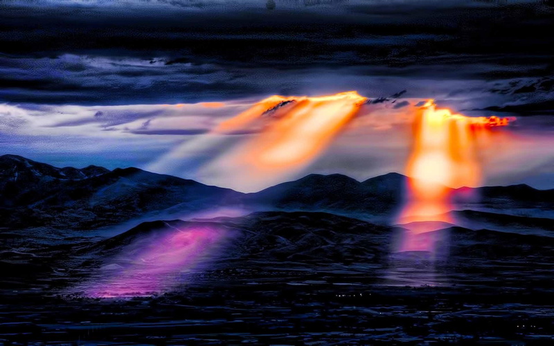 hope, 1080P, beauty, ray, mountain, 3d and abstract
