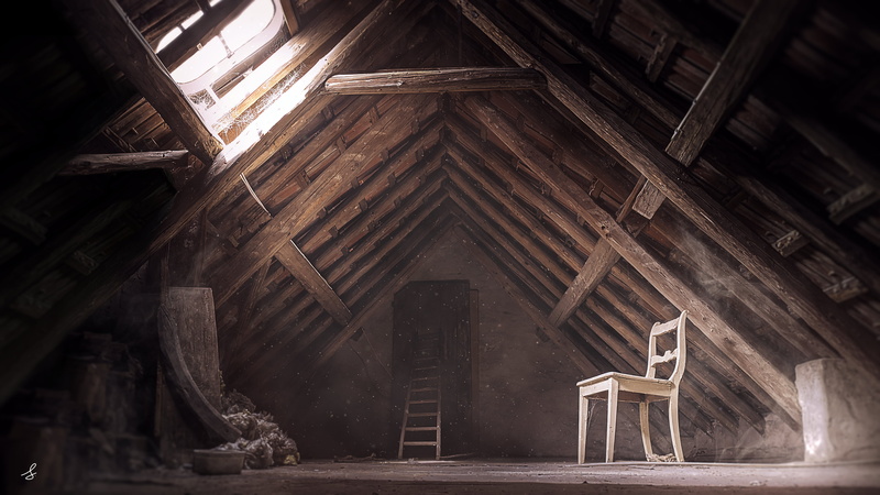 photography, attics, vintage, horror, light effects, desolation, wood, sun rays, dust, wood house, old building, isolation, decay, emotion, 4K, ancient