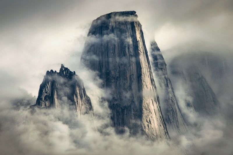 mist, Greenland, 1080P, cliff, vertical, sunlight, nature, mountains, landscape, clouds