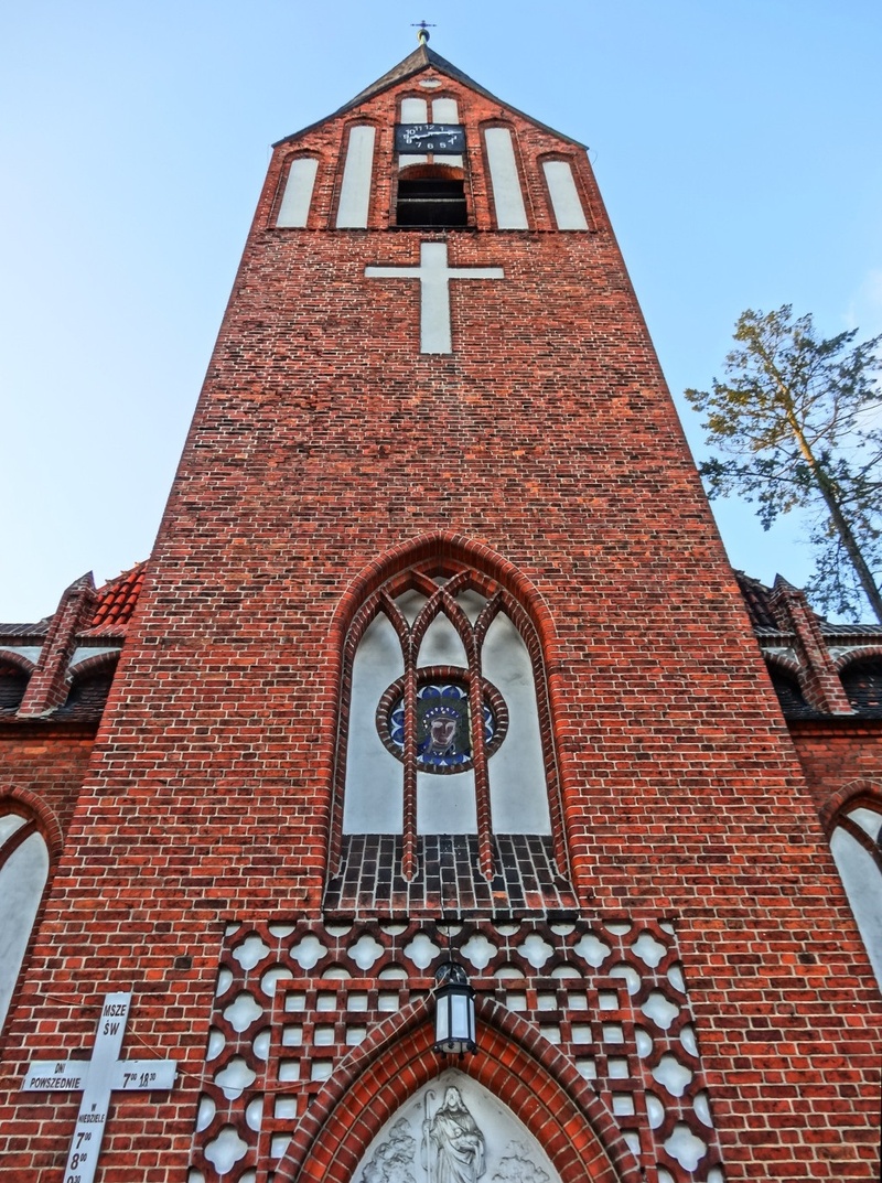 history, the past, spire, religious, brick, sky, outdoors, building, poland, built structure, no people, religion, low angle view, brick wall, 720P, architecture