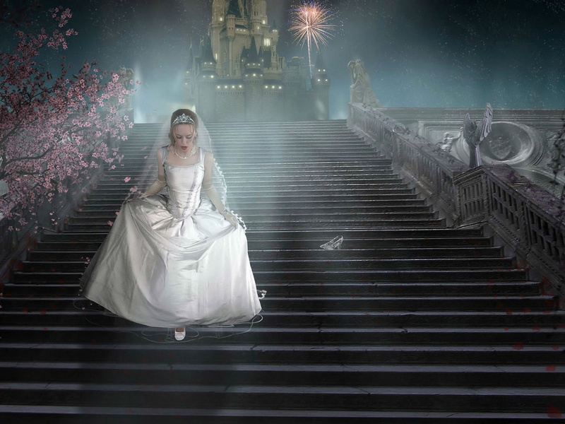 series, adult, staircase, digital composite, night, fashion, Cinderella, actress, beauty, girl, advertisement, 2240x1680 px, wedding dress, 1080P, beautiful woman