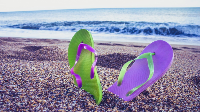 sky, beauty in nature, 1080P, sand, tranquil scene, waves, nature, water, sea, beach, horizon, green, pair, day, idyllic, green color, outdoors, purple