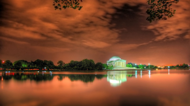 pond, beach, washington, building Exterior, travel, built Structure, cultures, illuminated, temple - Building, travel Destinations, water, architecture