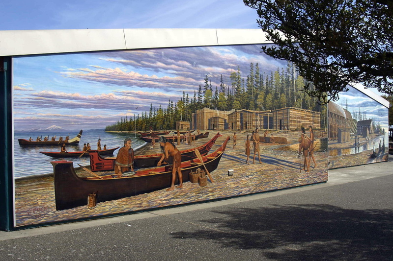 city, artwork, plant, travel Destinations, Port Angeles, outdoors, built structure, building, wall, Washington State, transportation, native art, sunlight