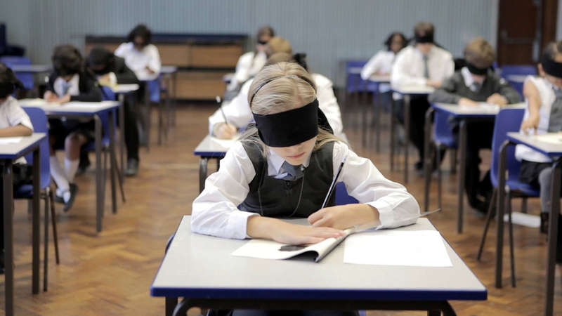 education, classroom, teenager, desk, people, men, focus on foreground, seat, chair, group, frequencies, learning, exam, note pad, furniture, writing, uniform
