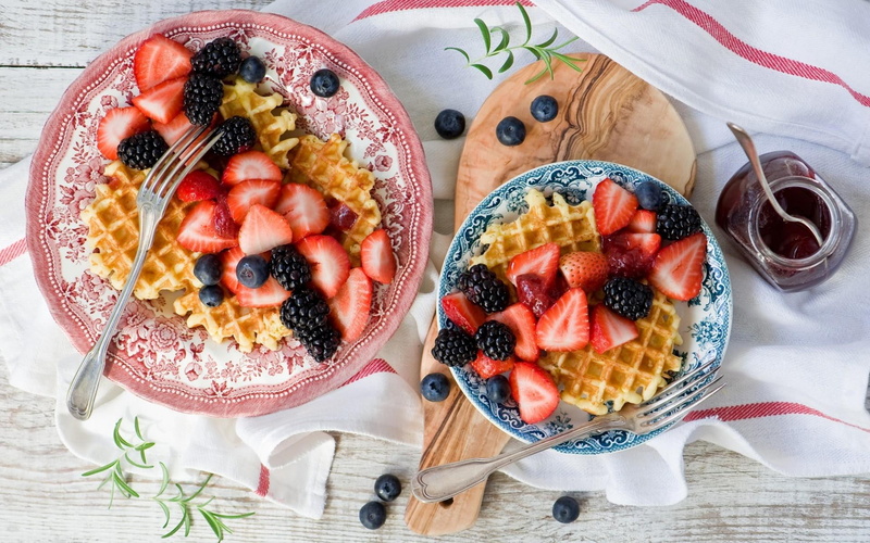waffle, belgian, waffles, photography, strawberry, salada, 1080P, 1920x1200