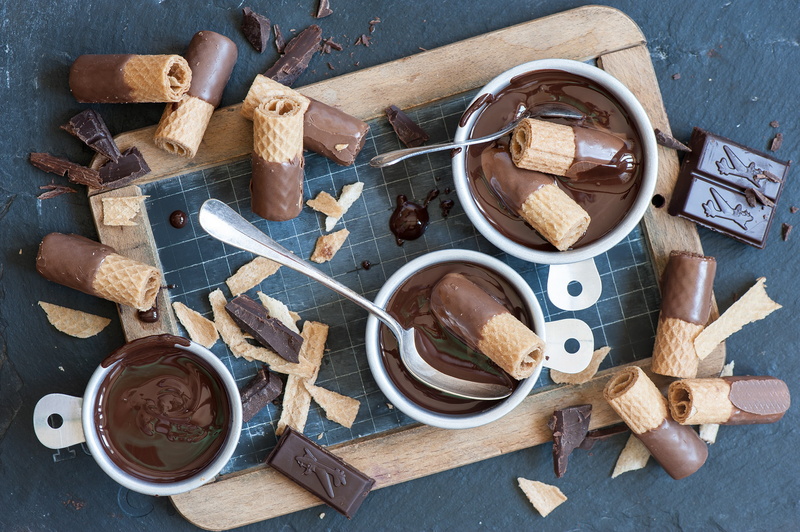 spoon, waffles, chocolate, 1080P