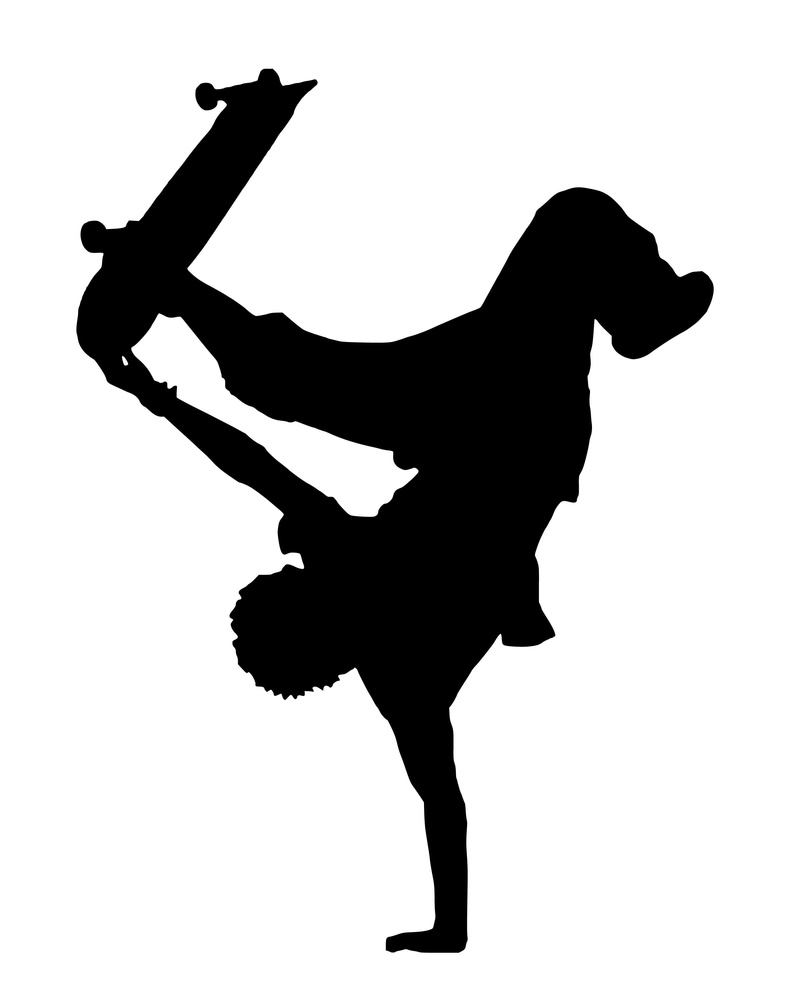 care, vitality, fitness, cut out, skateboarder, indoors, inspiration, 2K, armed, flexibility, silhouette, hand stand, motion, one person, black color