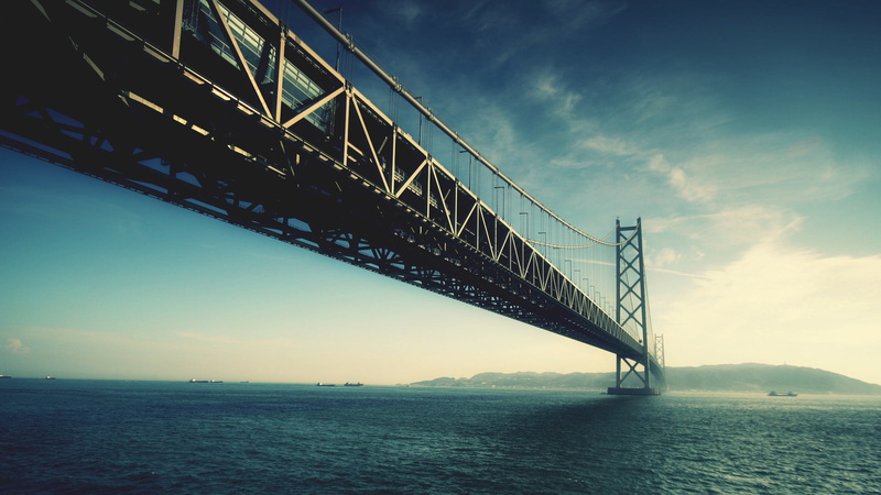 steel arch bridge, water, pier, landscape, bridge, san, transportation, suspension, city, ocean, famous, landmark, sea, california, sky, sunset, device