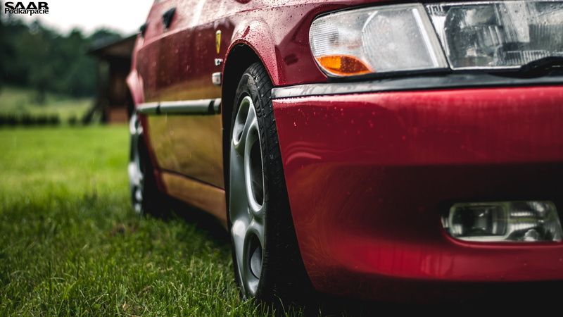 Saab 93 OG, red, wheels, rain, rims, saab, Saab OG, photography, green, 4K, car, saab 9-3