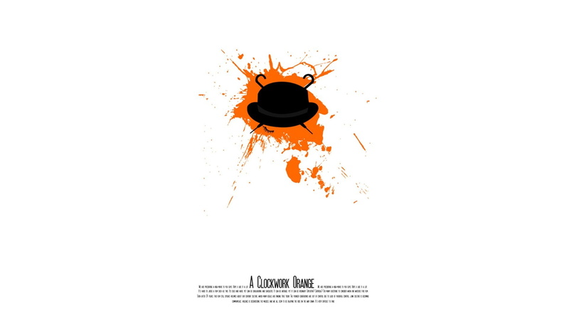 orange, kubrick, fan, white, background, movies, hats, art, 1080P, stanley, clockwork