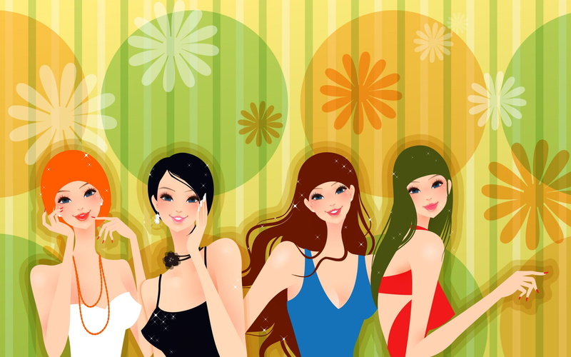 Girl, Vector, four, Fashion, 1080P