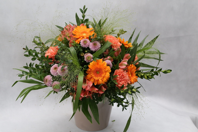 close-up, composition, flowering plant, fragility, orange, indoors, baptism, daisy, event, textile, beauty in nature, flower arrangement, pink, vulnerability