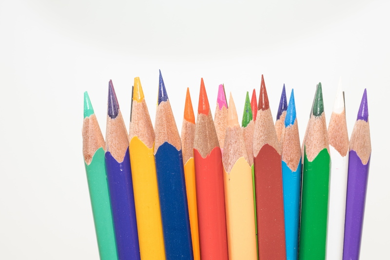collection, pens, side by side, graphic design, leave, assorted, equipment, kindergarten, choice, no people, macro, colored pencils, 4K, sharp, draw, wood - Material