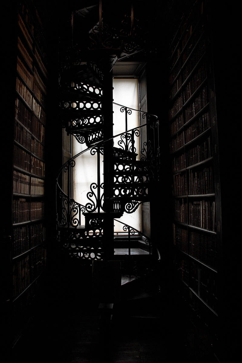 architecture, spiral, books, trinity college, steps and staircases, 5K, open, bookshelf, absence, entrance, steel, window, staircase, stairs, built structure