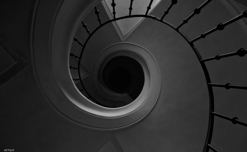 circle, steps and staircases, geometric shape, 4K, no people, high angle view, full frame, spiral staircase, metal, shape, railing, directly above, staircase