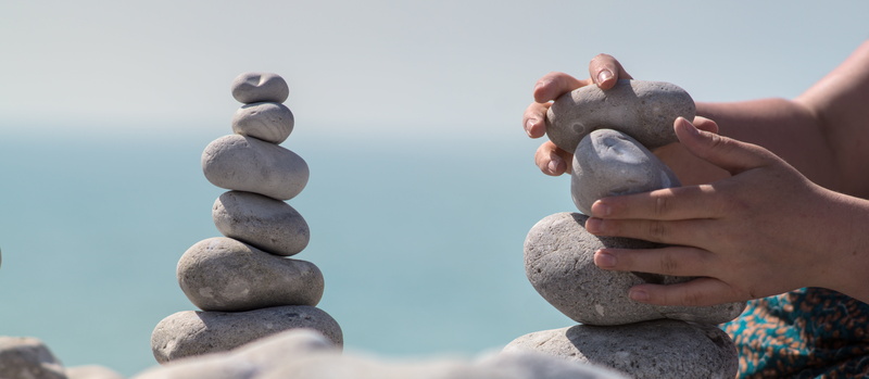 close-up, stone tower, person, stacked together, beach, rest, outdoors, meditate, zen-like, turret, tranquility, stack, 8K, zen, rock - object, stones