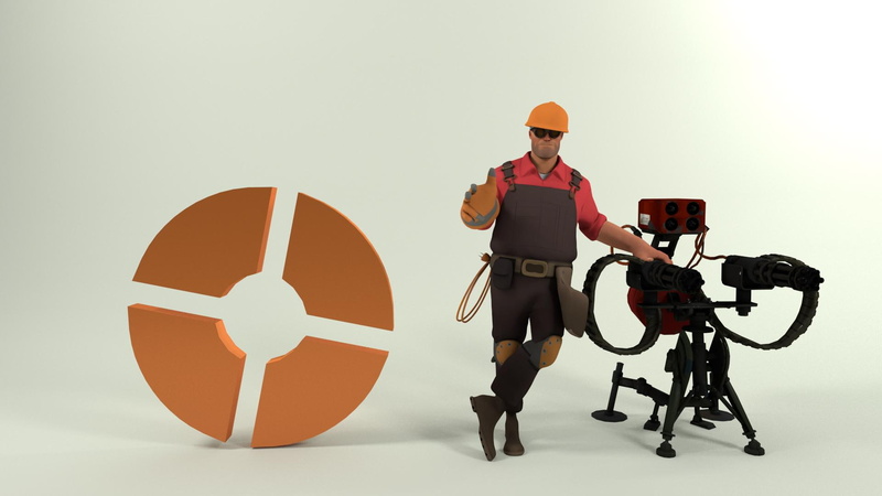 blender, cycles, fortress, sentry, engineer, render, 1080P, tf, team