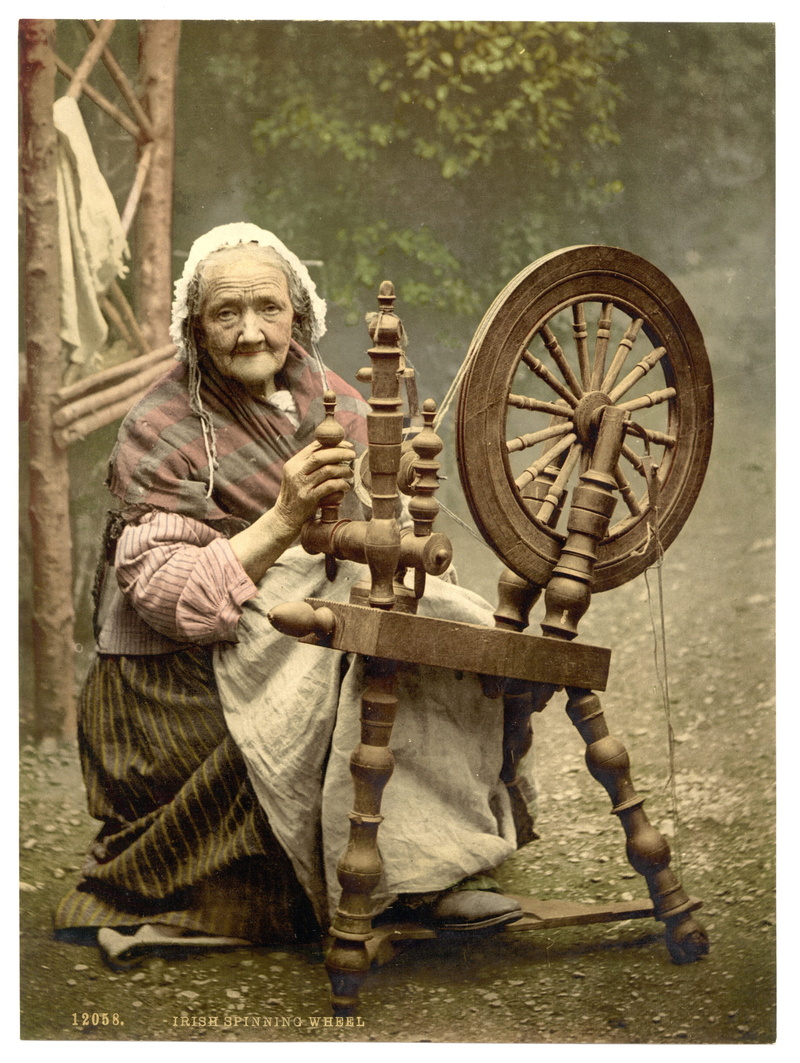 vintage, people, focus on foreground, outdoors, spinning wheel, wheel, old-fashioned, portrait, clothing, history, antique, on chair, 2K, males, auto post production filter
